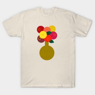 Zinnia Bouquet in a Vase T-Shirt